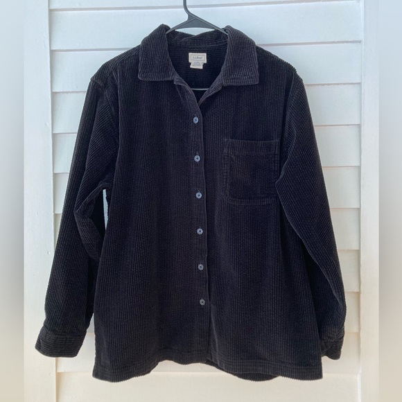 L.L. Bean Jackets & Blazers - L.L. Bean | Corduroy Button Front Shirt Jacket Black Size Large